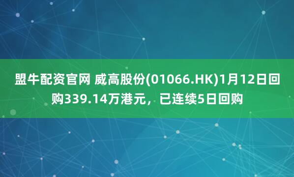 盟牛配资官网 威高股份(01066.HK)1月12日回购339.14万港元，已连续5日回购